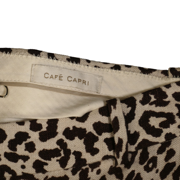 J Crew Capri Pants Womens Size 6 Brown Linen Animal Print Casualcore Chic Trendy - Picture 12 of 13